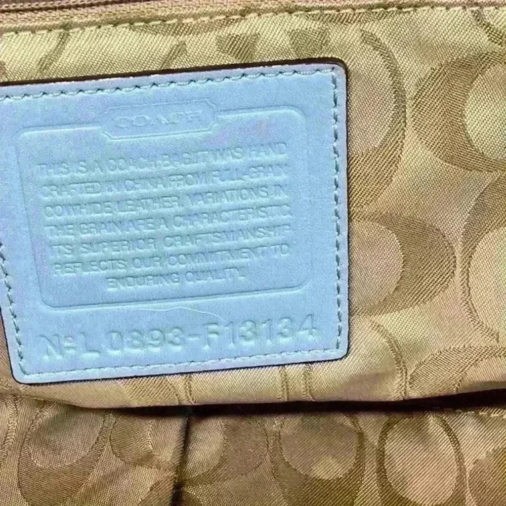 Coach Glossy Green Shoulder Bag with Blue Accents - Picture 15 of 16